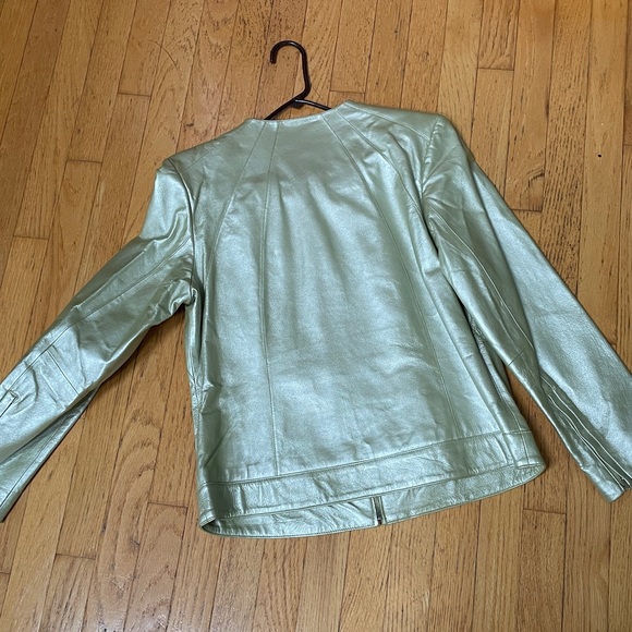Women's Dialogue Leather Jacket. Metallic - Picture 5 of 8